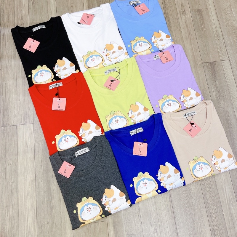 Áo Thun PHÔNG NAM NỮ UNISEX in MÈO MÁY Ú DOREMON