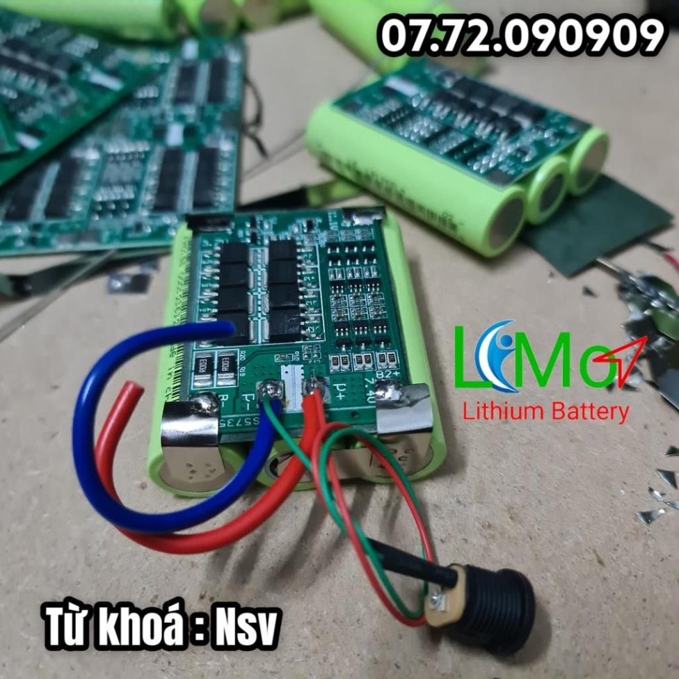 LIMO - Khối pin 3S 12,6v - 2,5Ah (pin mới). Tặng kèm sạc Pin lithium 12,6v. Bọc màng bảo vệ khối pin đầy đủ