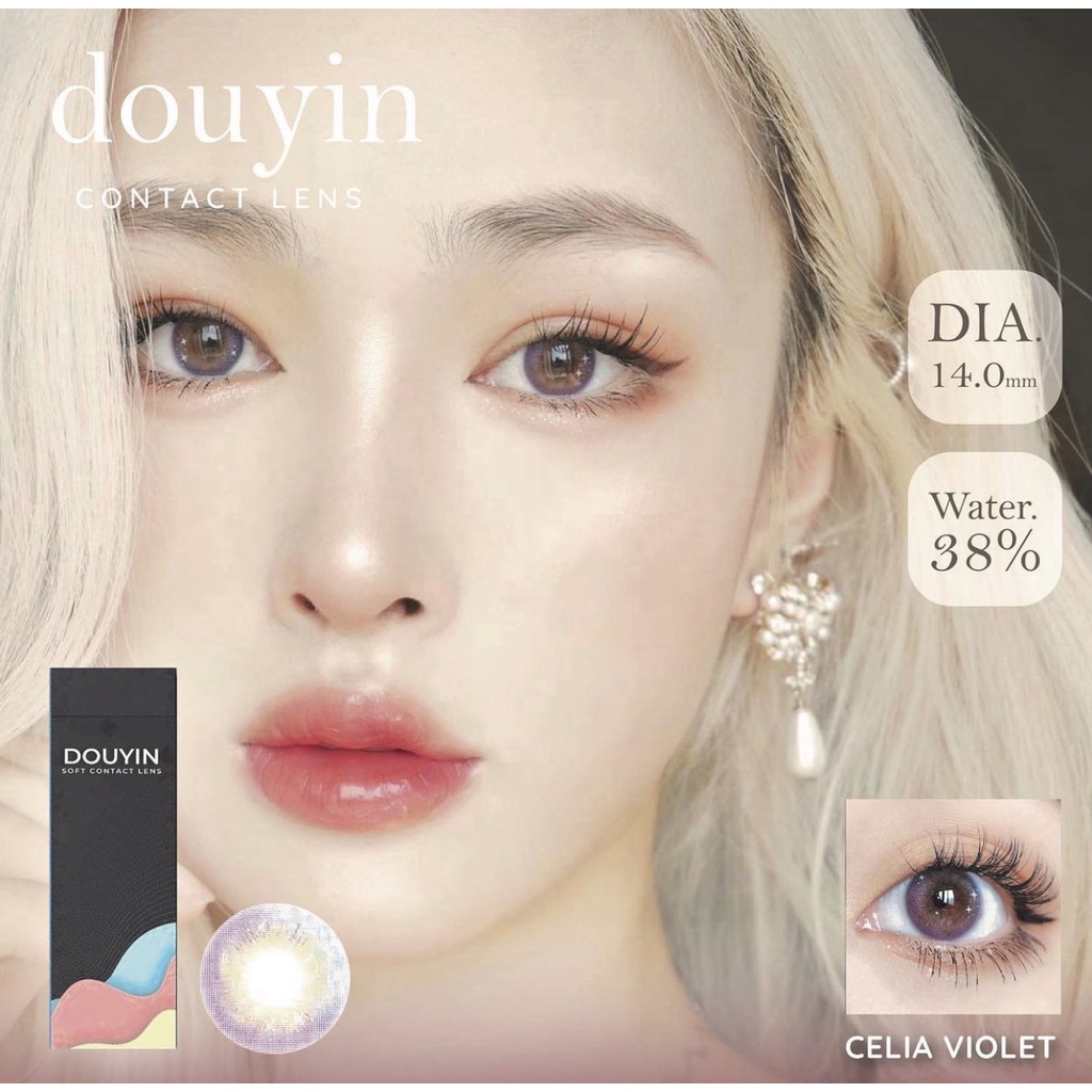 LENS KÍNH ÁP TRÒNG NỘI ĐỊA TRUNG MÀU TÍM MIX ÁNH SAO CELIA VIOLET DOUYIN.CONTACTLENS X LENSMBD.