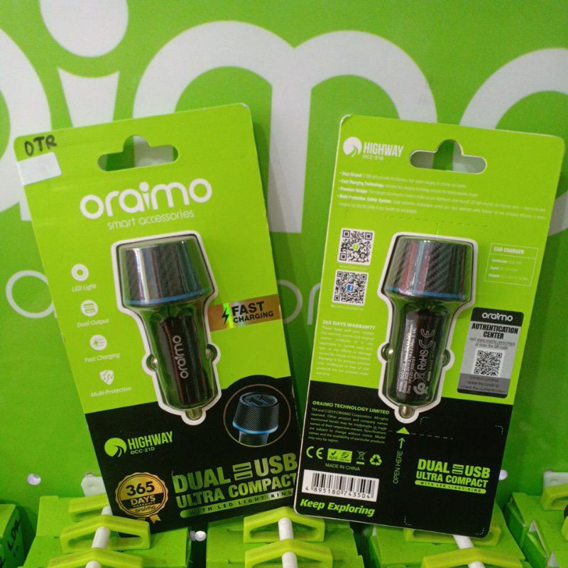 Ultra Bộ Sạc Xe Hơi Siêu Nhẹ Cổng Usb Có Đèn Led - Oraimo Occ-21D