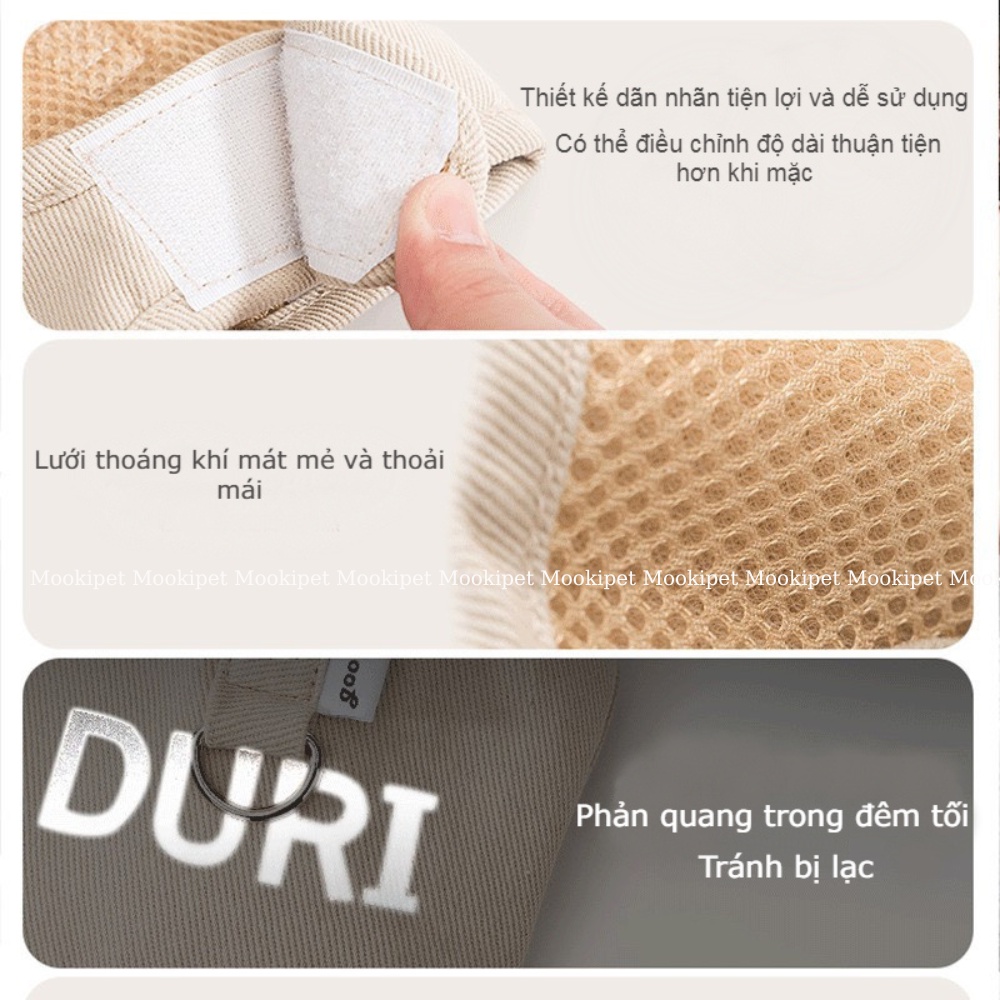 Dây dắt chó mèo đi dạo kèm đệm lưng êm ái - dây dắt phản quang tránh đi lạc [Mookipet]