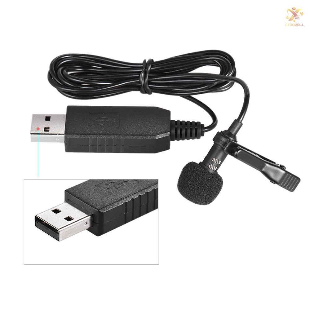 ET 150cm Portable Mini Clip-on Omni-Directional Stereo USB Mic Microphone for PC Computer