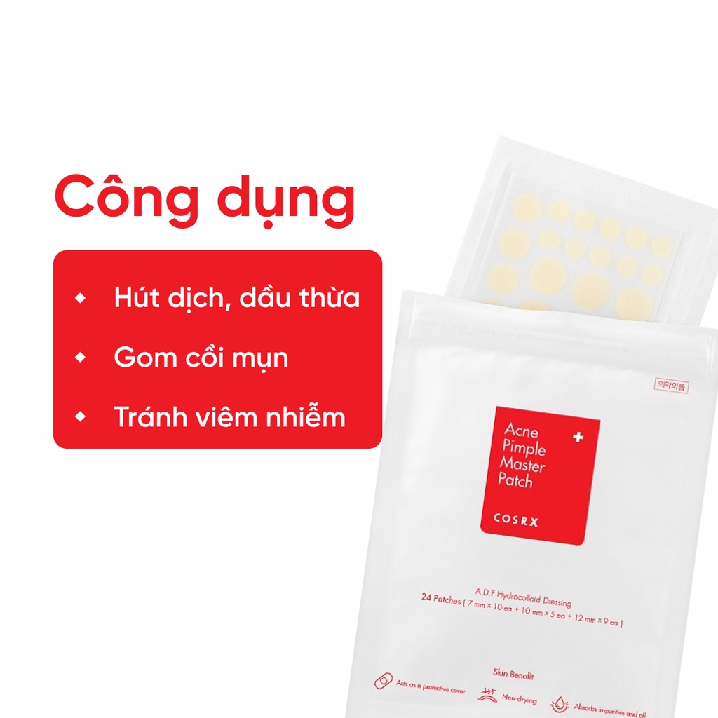 Miếng dán mụn COSRX 30Shine phân phối chính hãng Acne Pimple Master Patch 24 miếng phục hồi da sau mụn che mụn