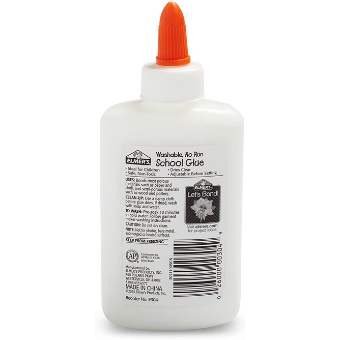 Keo dán cho trẻ trong học tập không độc hại hiệu Mỹ Elmers Liquid School Glue, Slime Glue & Craft Glue | Washable