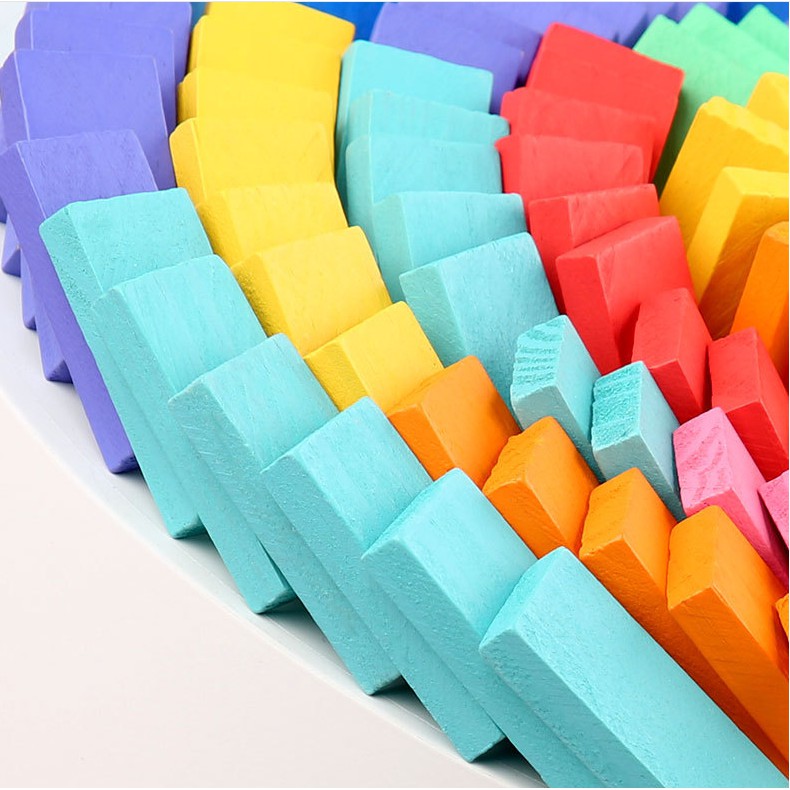 Domino bộ đồ chơi gỗ gồm 120 thanh 12 màu đồ chơi trẻ em