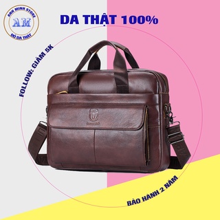 Túi đựng laptop 15.6 inch cặp máy tính xách tay đeo chéo chống sốc da bò nam công sở AM02