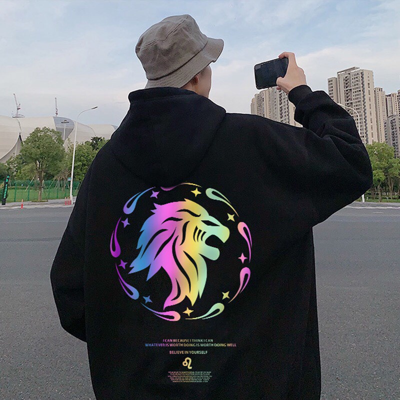 Áo Hoodie In Hình Cung Hoàng Đạo phản quang 7 màu Sư Tử, Ma Kết, Nhân Mã Form Unisex Nam Nữ, áo hoodie nỉ
