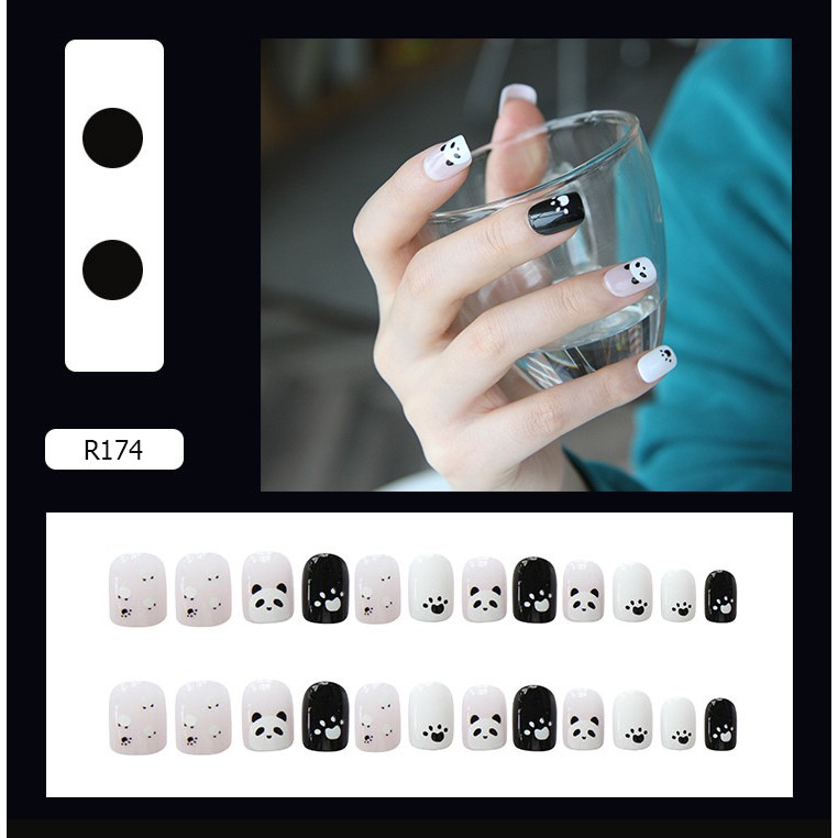 Móng tay giả ngắn Derf Set 24 với 20 mẫu tùy chọn dễ thương dành cho nữ