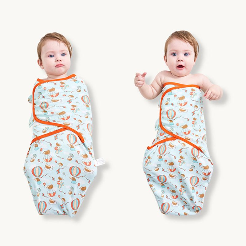 Bộ 2 Chăn Quấn Em Bé Từ 0-2 Tháng Tuổi Chất Liệu Cotton Mềm Mại Hình Kén Dễ Thương