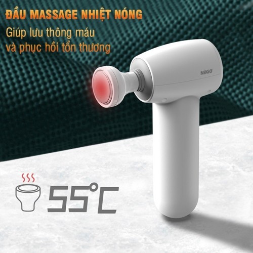Súng massage cầm tay 7 đầu Mini Nikio NK-175 - Có đầu nóng 55 độ C | OKbuy