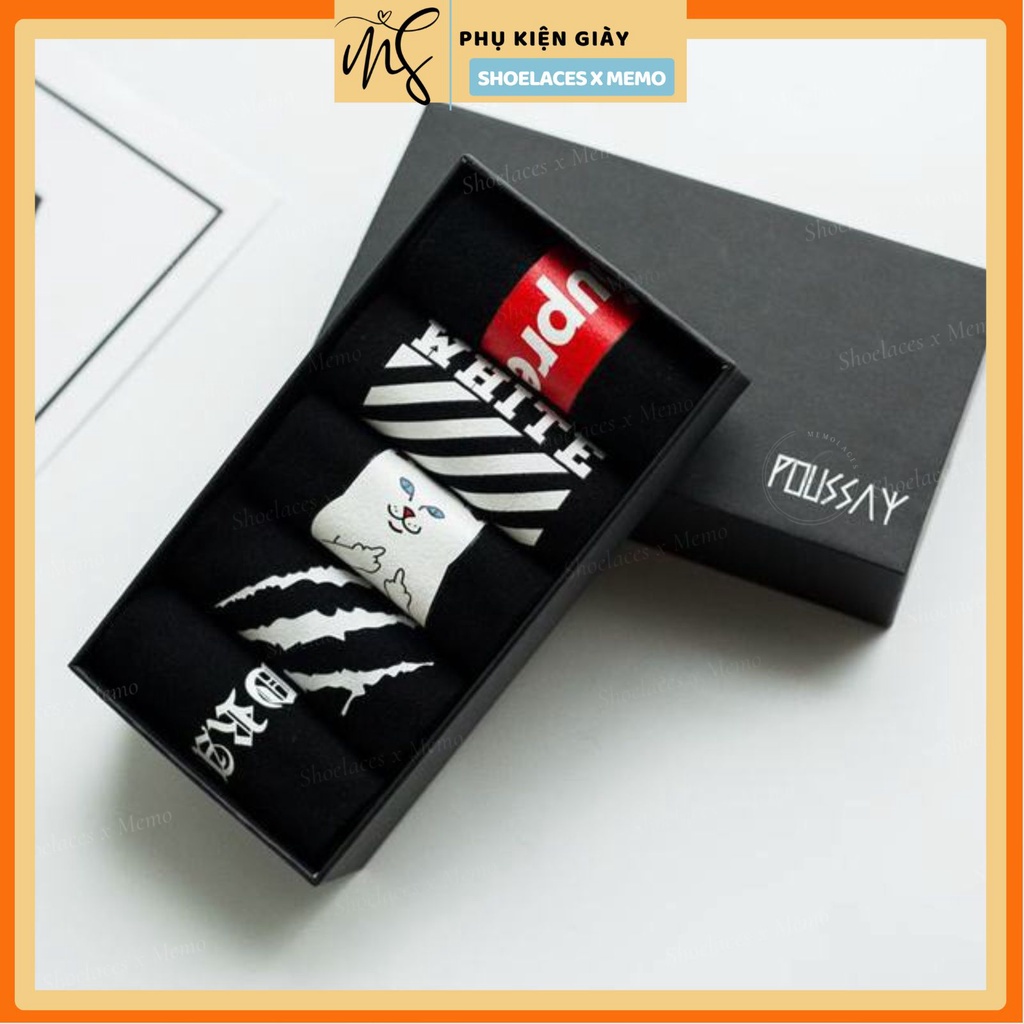 Combo Tất Supreme Cổ Ngắn Full Box- Tất Dệt Kim Chất Lượng