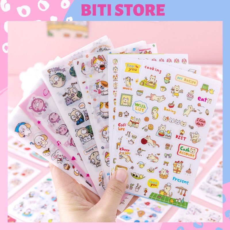 Set 6 Tấm Sticker,Hình Dán Trang Trí Điện Thoại, Sổ Tay BiTi Store StT032