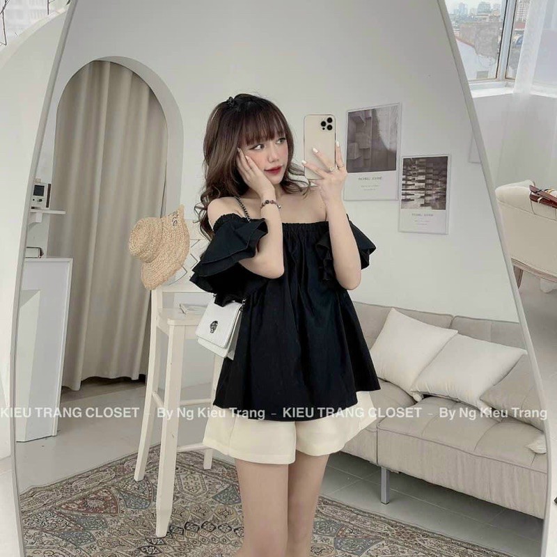 Xả hàng - Áo kiểu thô trễ vai bèo dáng rộng siêu đẹp AK139 - NhiNhi Shop