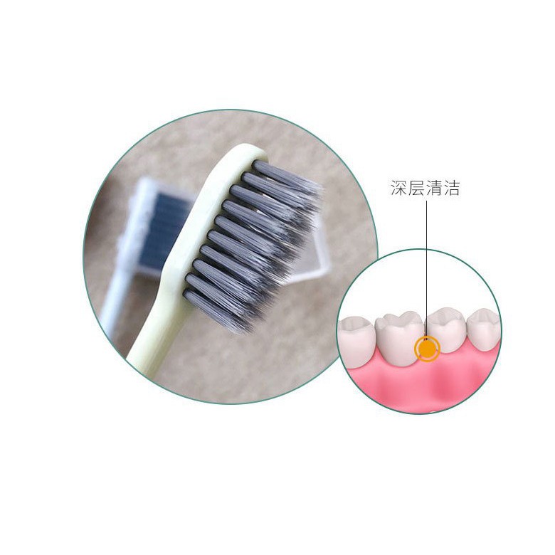 Set 4 bàn chải sợi tre Muji đầu than Nano cho gia đình