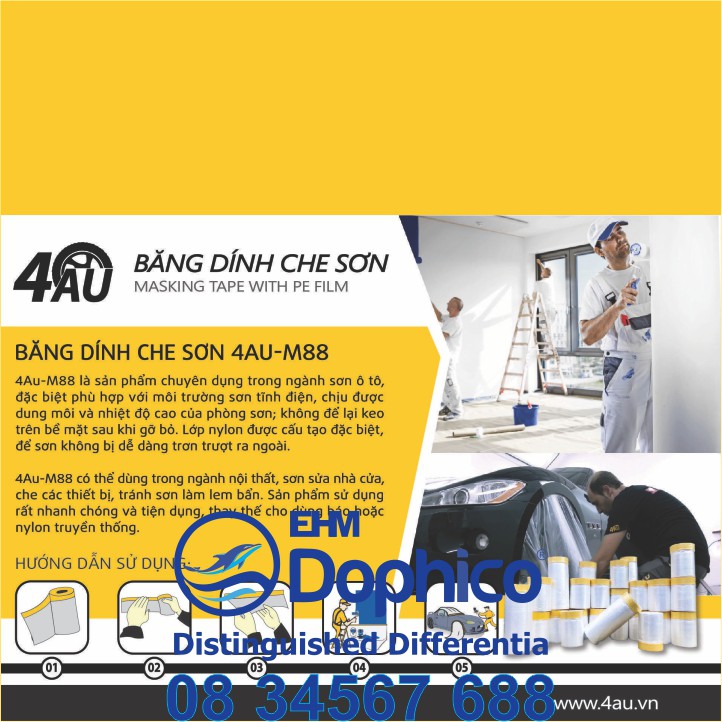 Cuộn Nylon che sơn 4Au-M88 – Cuộn nilon 4Au – Dùng trong công tác che phủ khi sơn ô tô, sơn PU đồ gỗ, sơn nước