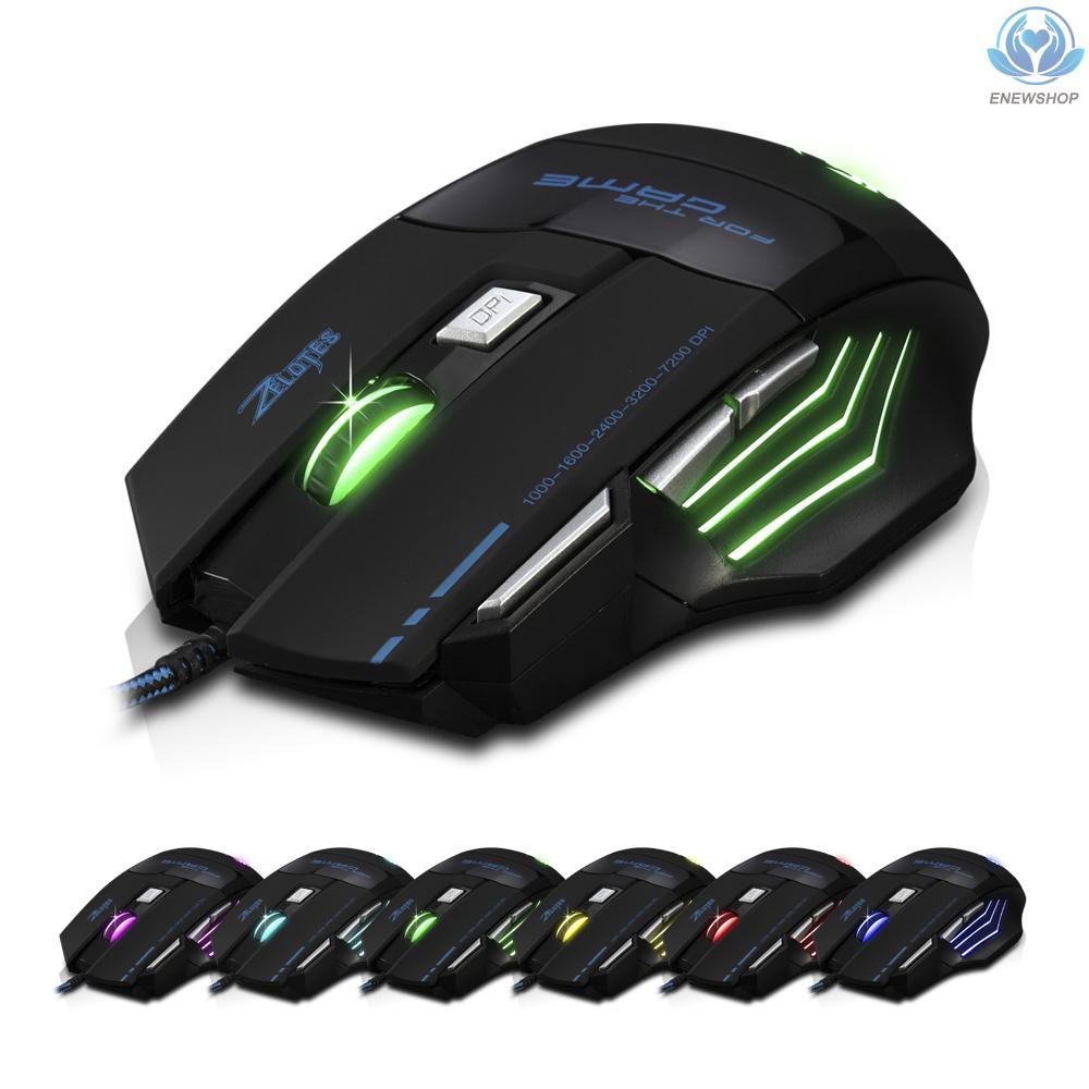 Chuột Chơi Game Zelotes T-80 7200 Dpi 7 Nút Bấm Có Đèn Led