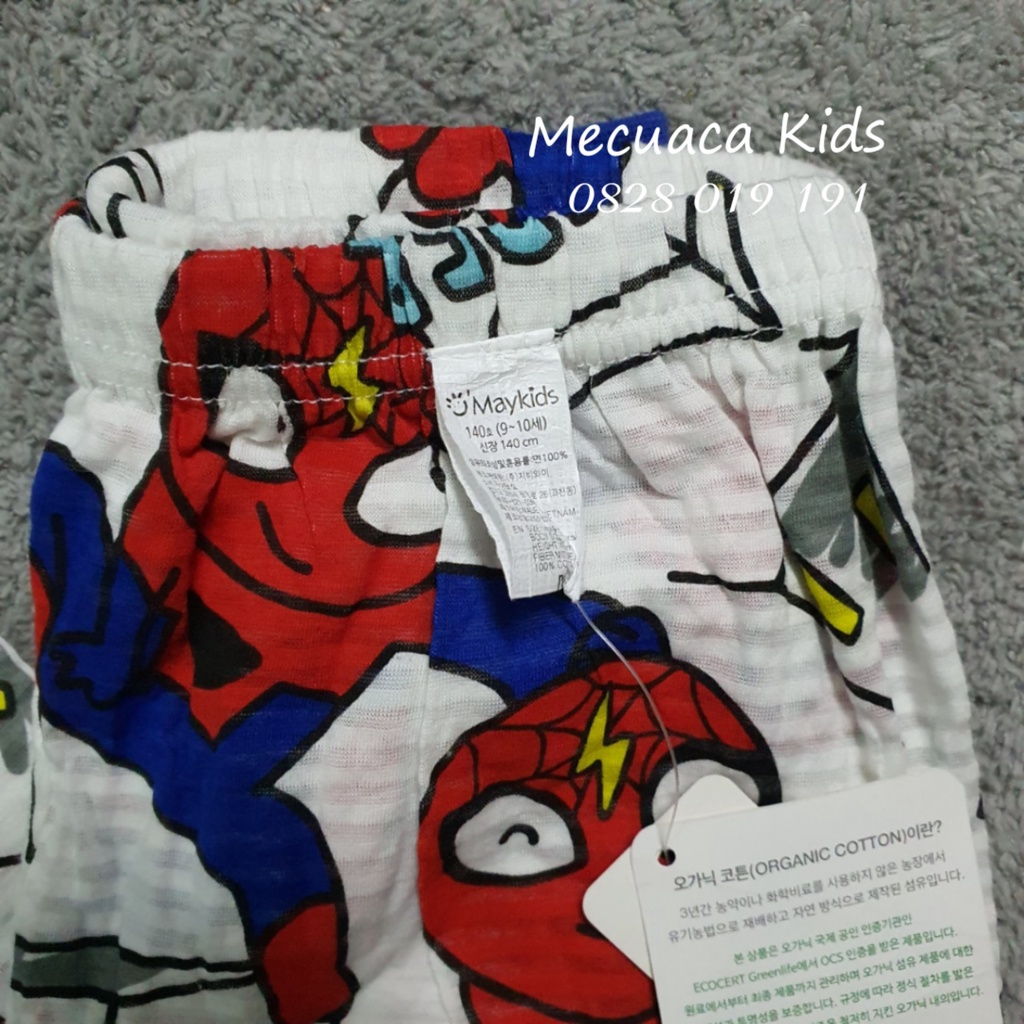 [140][9-10y] Bộ ngủ dài tay mặc nhà thu đông cotton giấy cho bé trai siêu nhân Marvel người nhện xuất Hàn dư xịn