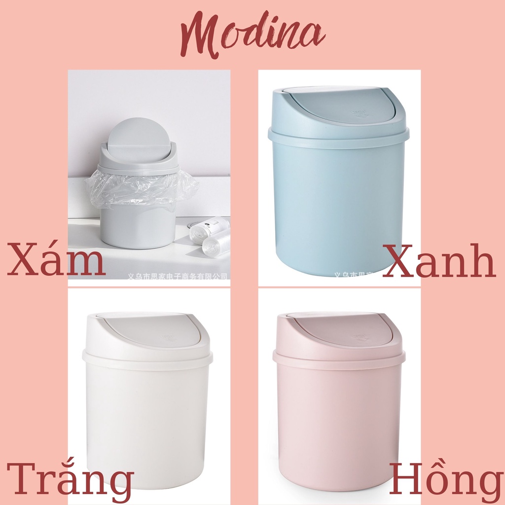 Thùng rác mini để bàn MODINA, thùng nhựa dwungj rác decor bàn học bàn làm việc