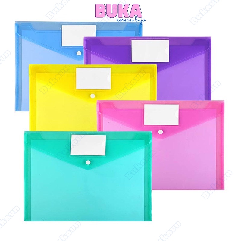 Túi đựng tài liệu A4 Basic nhiều màu 1 ngăn kèm Name tag có cúc bấm chống thấm nước tiện dụng Decorme