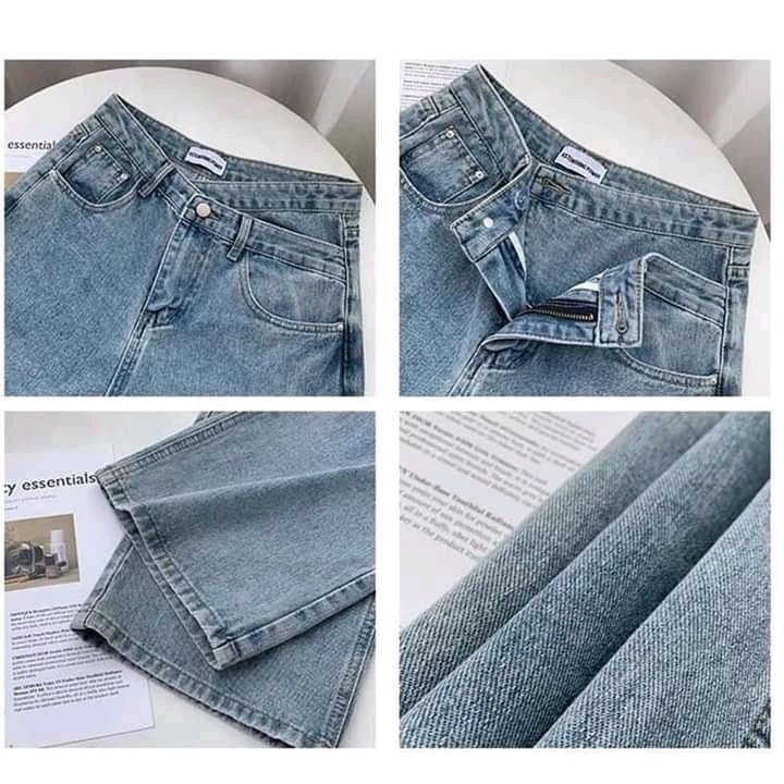 Quần Jean Cạp Chéo Nữ - Culottes dáng rộng thiết kế basic, trẻ trung, năng động style Ulzzang HOT TREND