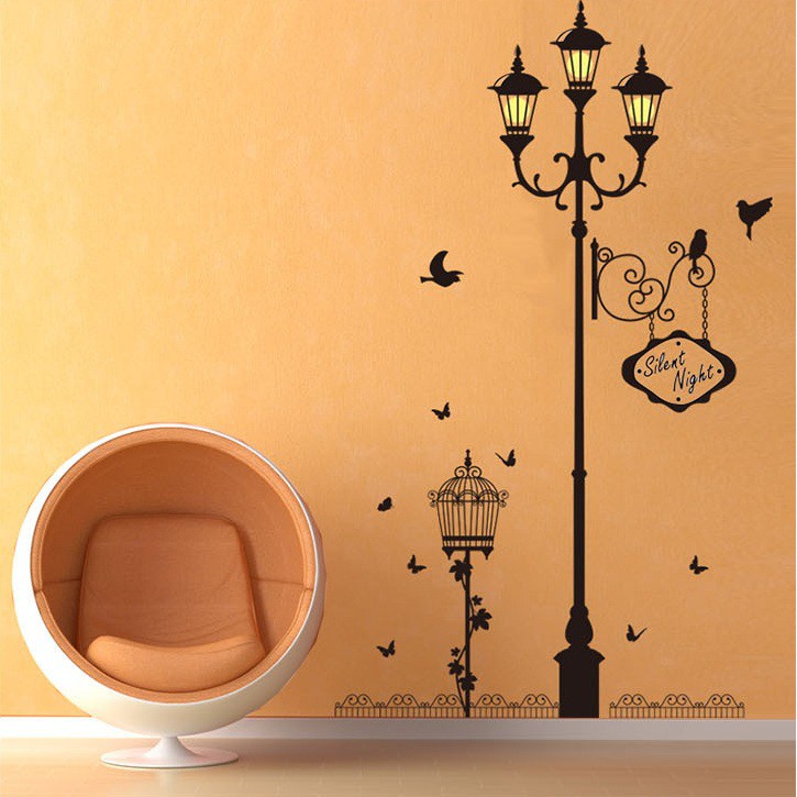 Decal dán tường Cột đèn vàng