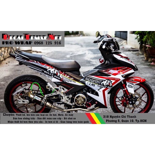 Tem chế Exciter 150 BULLY DOG Đỏ-Trắng
