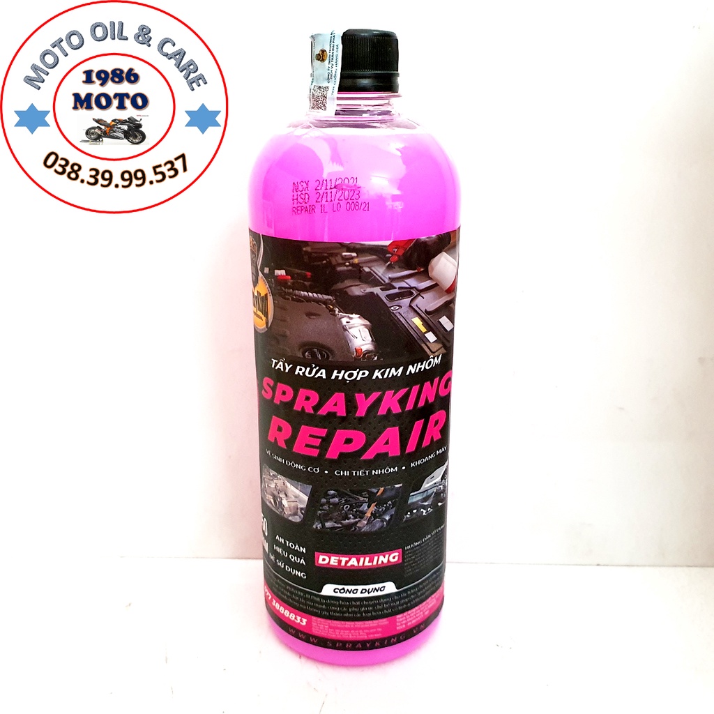 Dung dịch tẩy rửa lốc máy,hợp kim nhôm Sprayking Repair 1L tặng kèm vòi xịt.