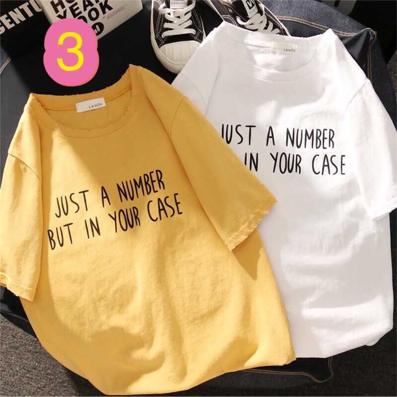Áo thun nam nữ in chữ Just a number nhẹ nhàng