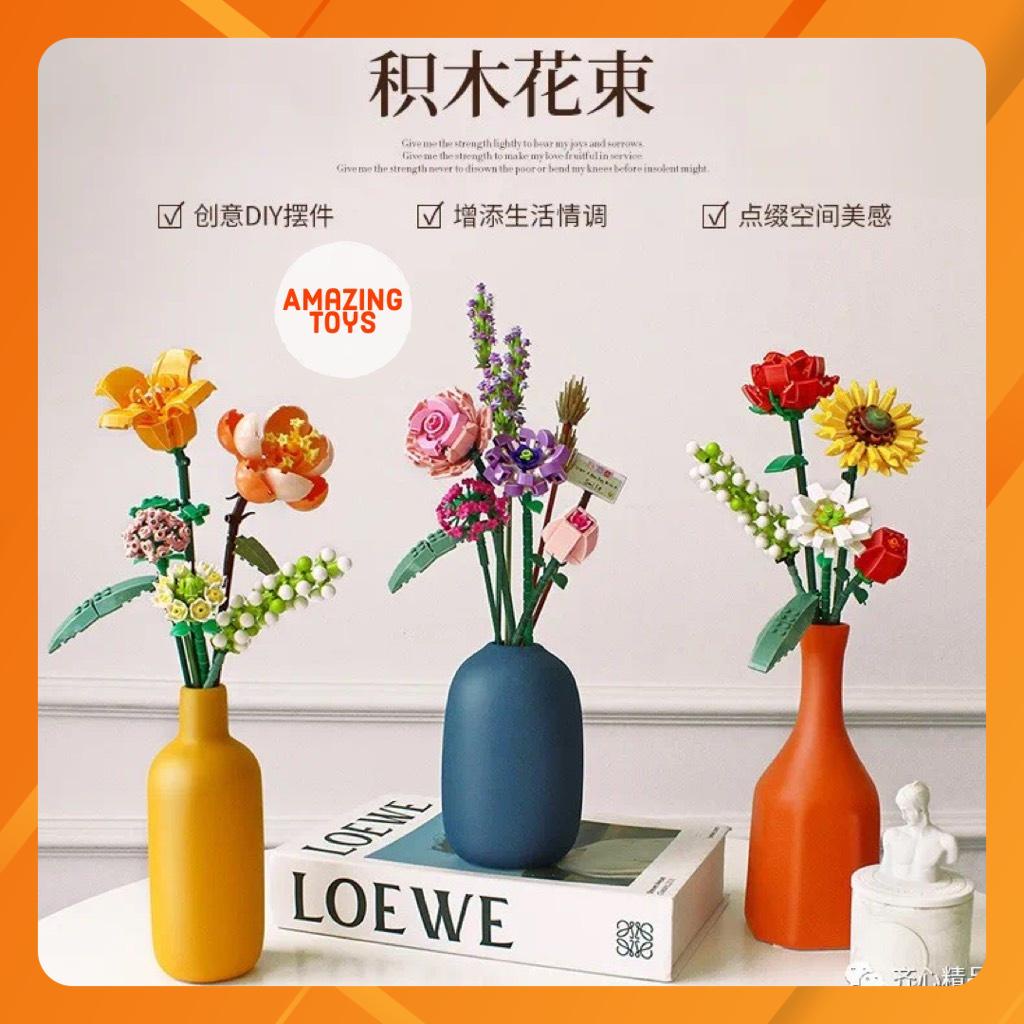 Mô hình lắp ráp đóa hoa, cây Đào Bonsai, cây Sen Đá giúp giải trí, thư giãn, rèn luyện kiên trì, trưng bày, trang trí