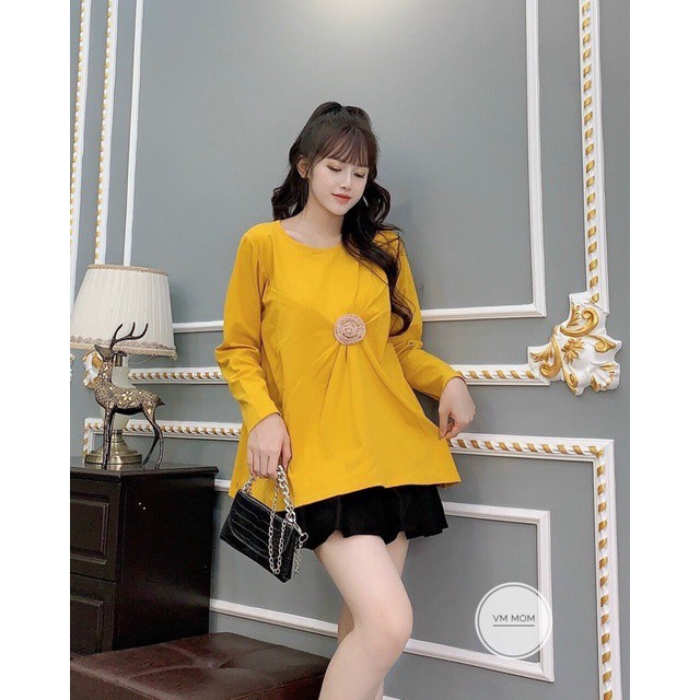 áo bầu thời trang sang chảnh☘chất cotton hàng loại 1 đẹp ko bai Ko xù☘áo bà bầu dài dây free size 43-68kg