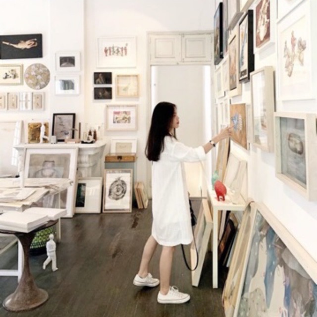 Đầm sơ mi trắng libe