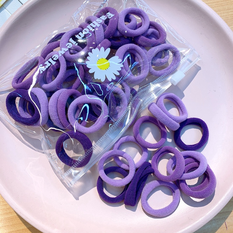 Bộ 50 Cái / Túi Dây Thun Cao Su Đàn Hồi / Dây Buộc Tóc Mini In Hình Hoa Cúc Nhỏ Cơ Bản Cho Trẻ Em / Dụng Cụ Làm Đẹp:#4