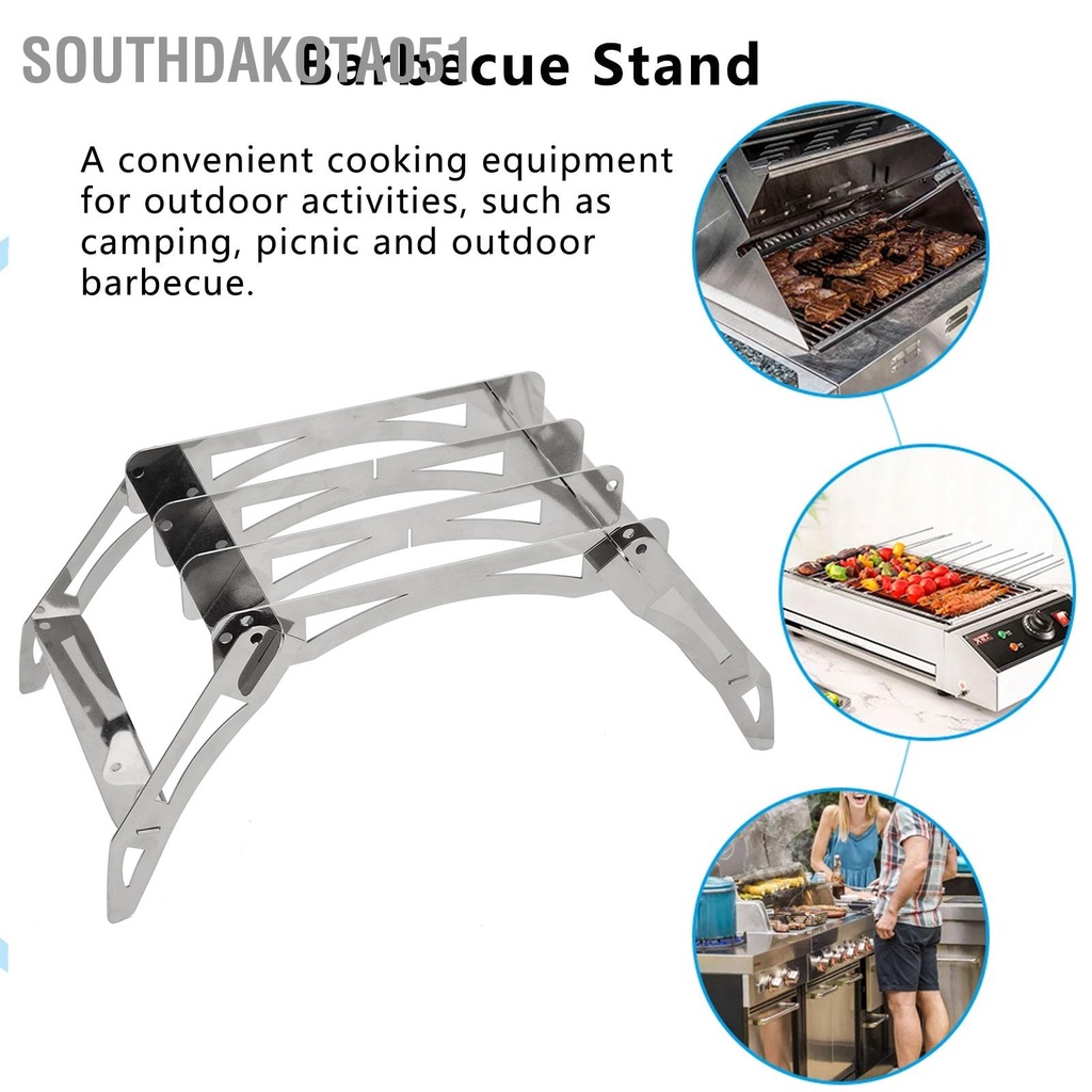 Southdakota051 Loại thẻ ngoài trời Đồ nướng Đứng cắm trại Giá đựng dụng cụ nấu ăn Di động Picnic Gấp