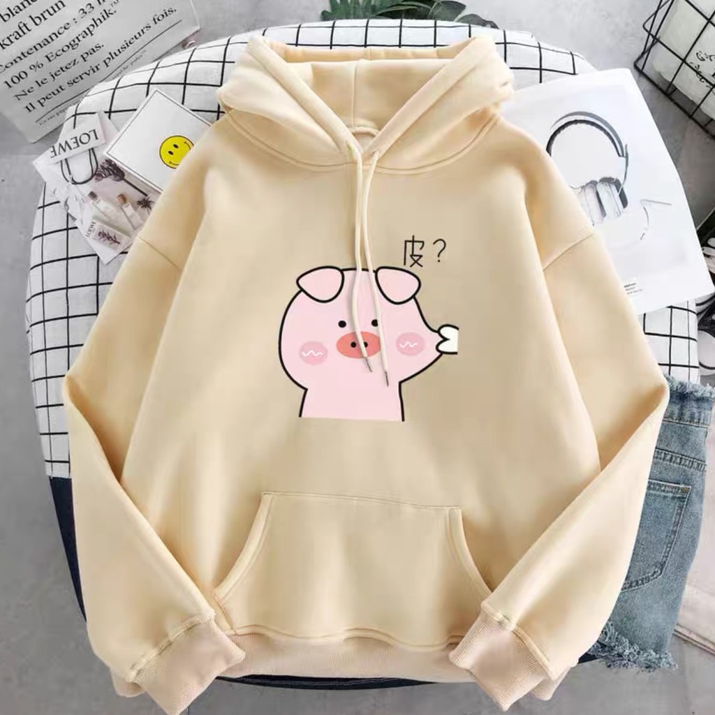 Áo hoodie nữ in hình heo hồng ,mầm cây hồng dễ thương 40-53kg