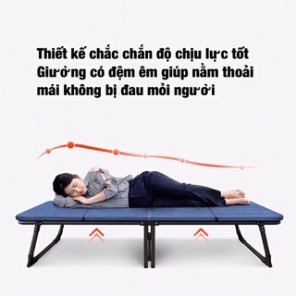 Giường Gấp Văn Phòng Gấp Gọn Đa Năng Cao Cấp Giường Xếp Thông Minh Có Bánh Xe Di Chuyển và Đệm Khung Thép Sơn Tĩnh Điện