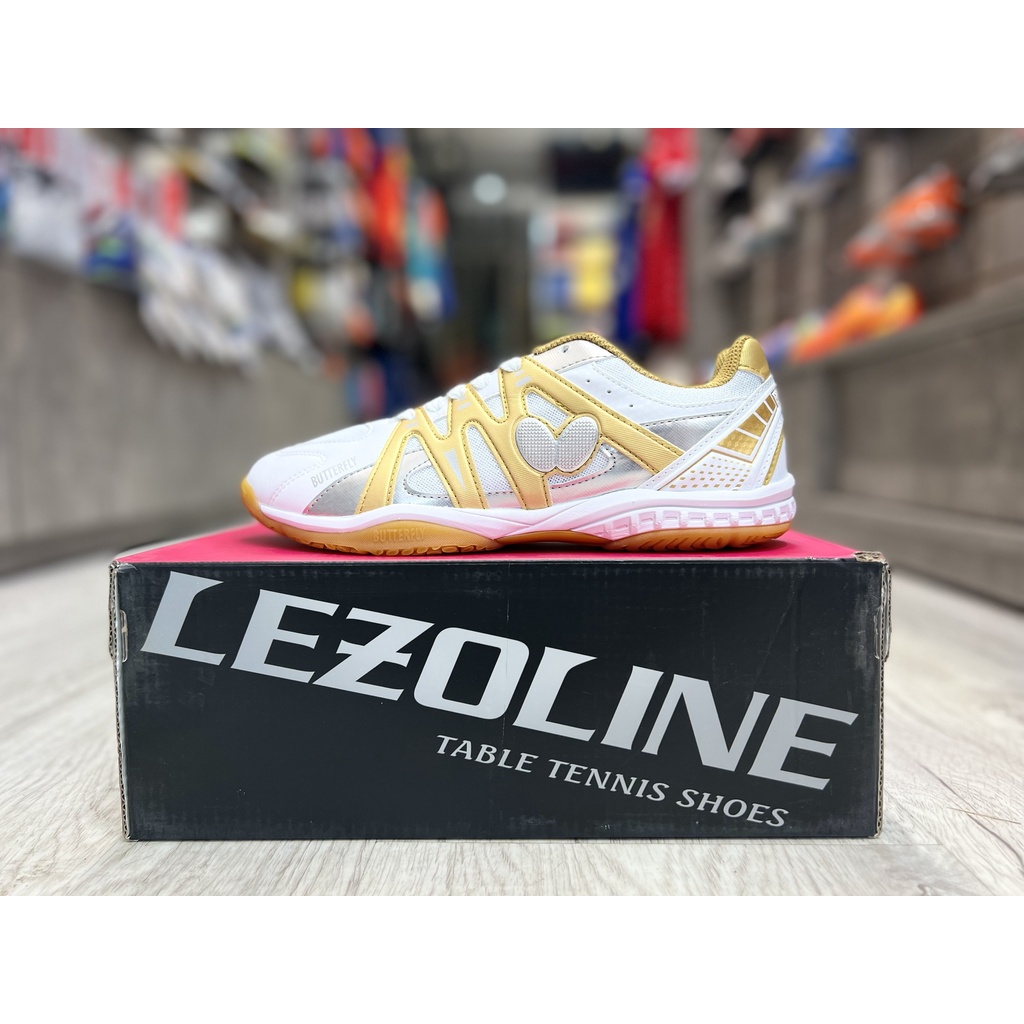 Giày Bóng Bàn Butterfly Lezoline 9 Chính Hãng - Màu Trắng Vàng - Cực Phẩm Đế Cao Su Siêu Bám Sân