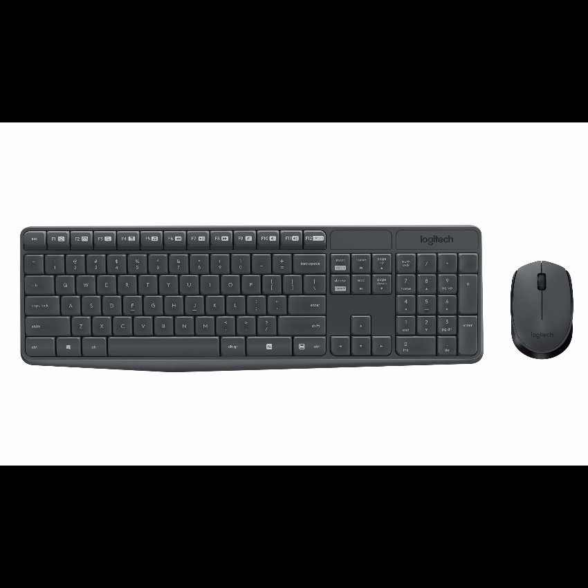 Bộ bàn phím và chuột không dây Logitech Mk235 (Đen)