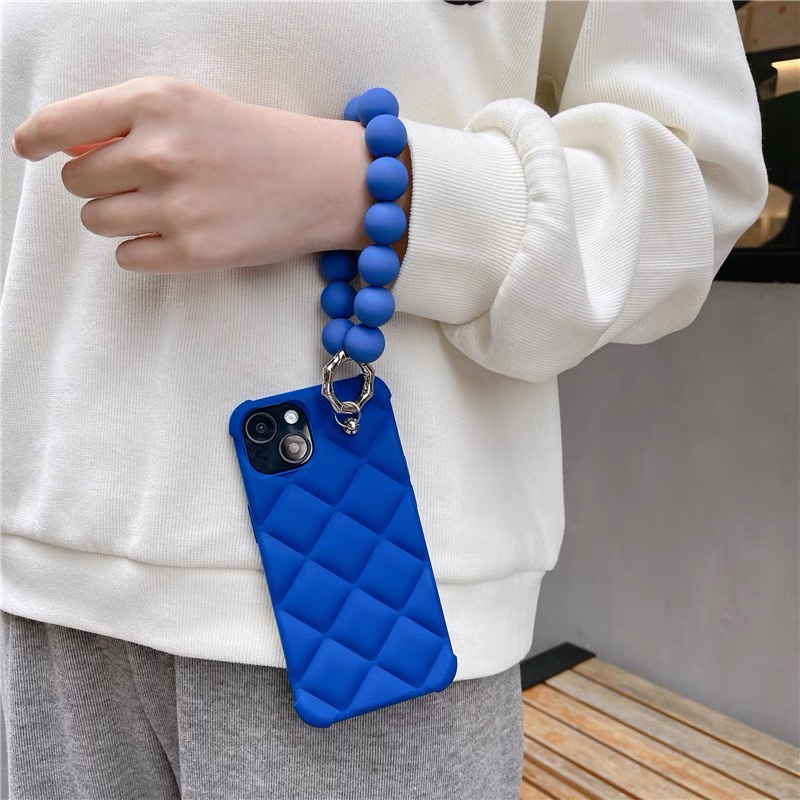Ốp Điện Thoại Có Dây Đeo Chuỗi Hạt Màu Xanh Hoàng Gia Cho Iphone 12 pro max 13 13 pro max11 pro max xs max xr x phone 7plus