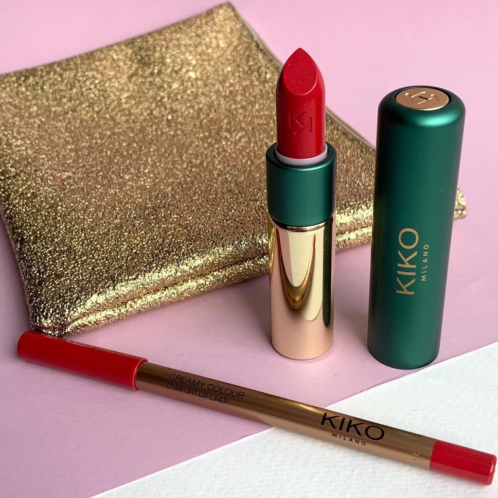 Set son môi lì kiko milano Chì kẻ môi kết hợp Son môi và  ví Combo 3 món Kiko Holiday Gems Timeless Lip Kit - Italy