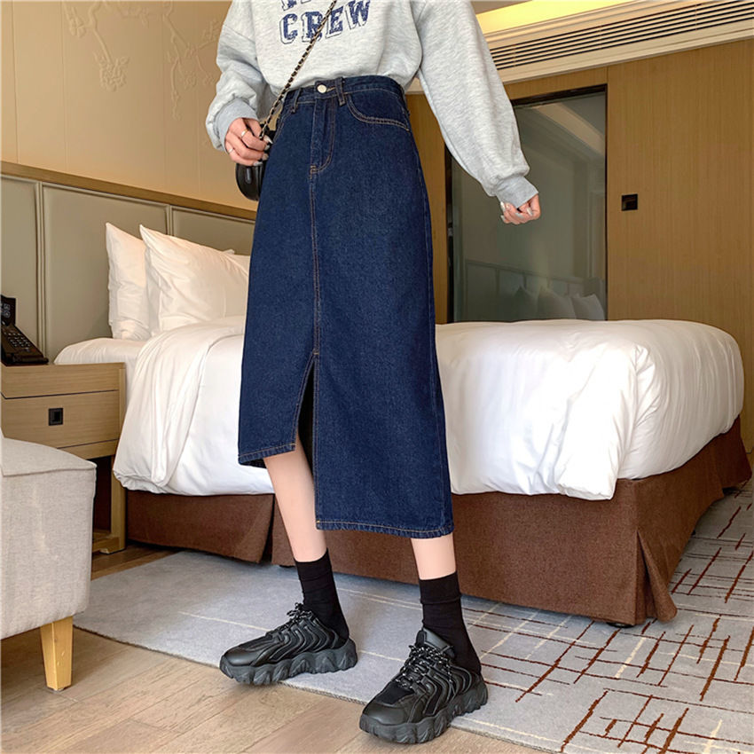 Chân váy denim lưng cao phong cách Hàn Quốc 2021 trẻ trung xinh xắn | BigBuy360 - bigbuy360.vn