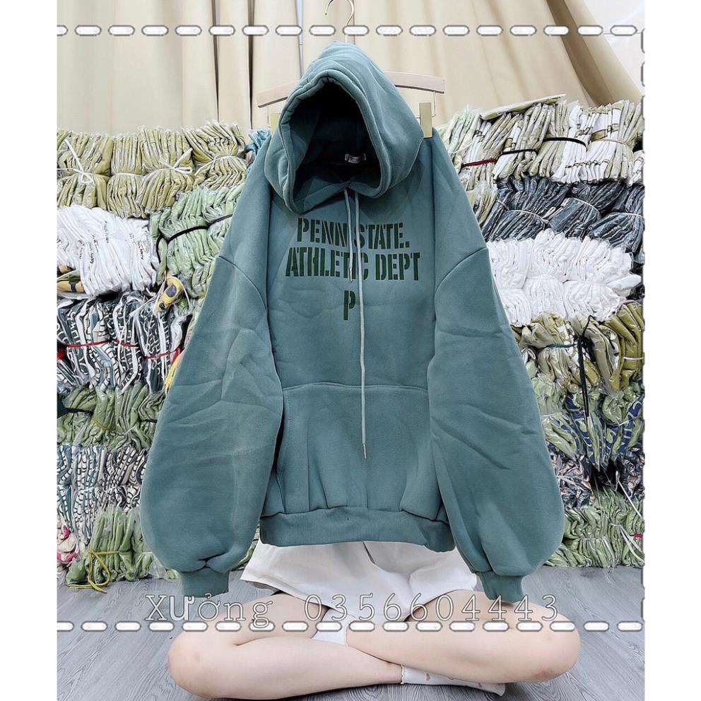 Hoodie Mũ Rộng Nam Nữ In CHữ Ngực Oversize Tay Bồng Dáng Rộng Chất Nỉ Sweater