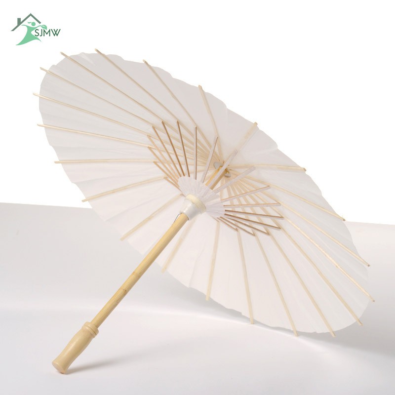 Dù xếp bằng giấy dầu màu trắng truyền thống Trung Hoa trang trí thủ công dùng làm đạo cụ múa