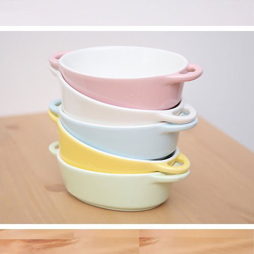 Bát sứ ăn dặm hình Elip 2 tai - Nhiều màu