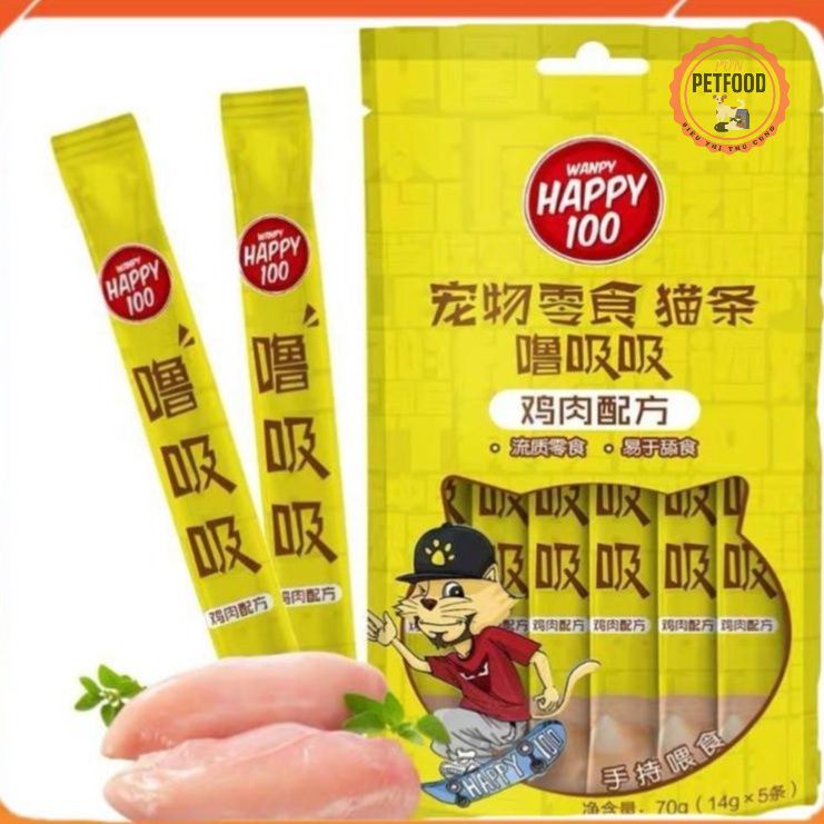 Súp thưởng WANPY HAPPY 100 cho mèo gói 5 ống