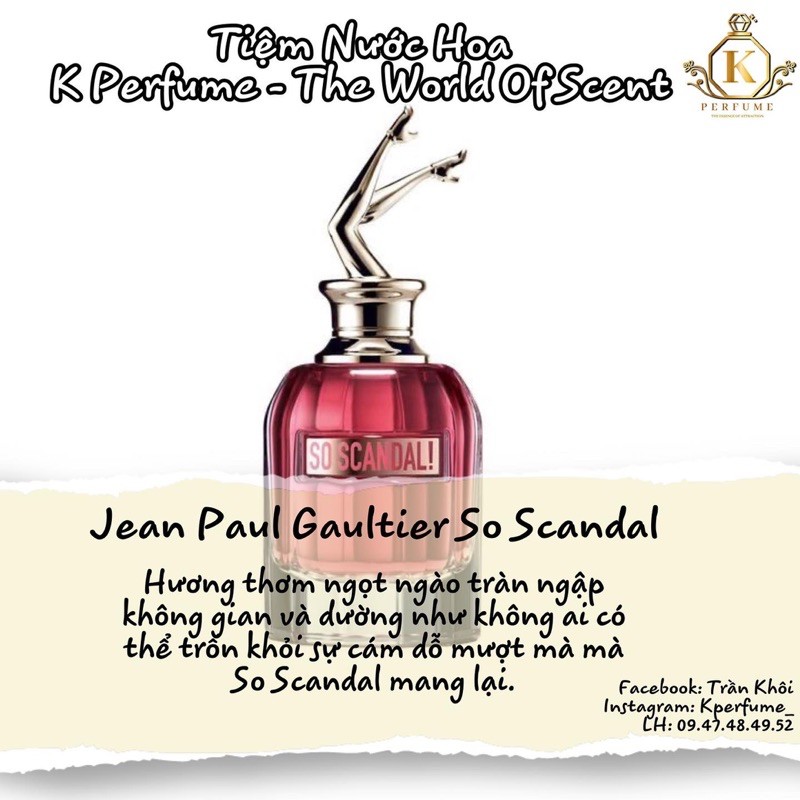 [𝐊-𝐏𝐞𝐫𝐟𝐮𝐦𝐞] Nước Hoa Nữ Jean Paul Gaultier So Scandal - Mẫu Dùng Thử Chiết 5ml 10ml 20ml