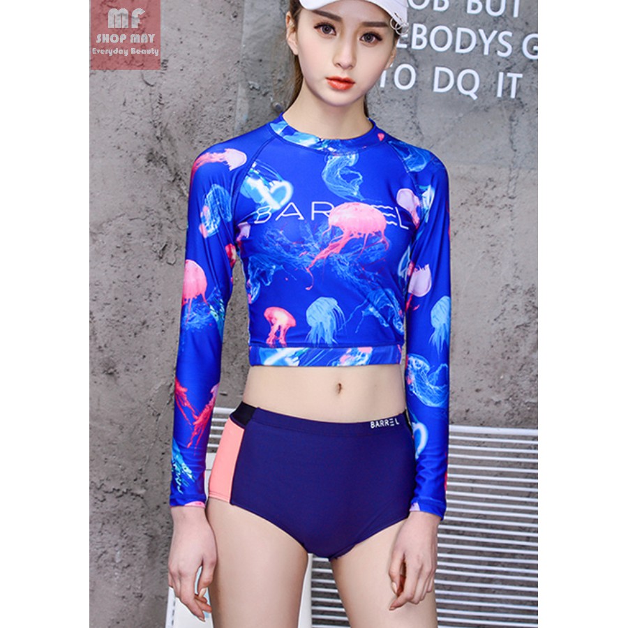 Đồ Bơi Tay Dài Chống Nắng AT540 Mây Xanh Áo Tắm Hai Mảnh Áo Dài Tay Quần Bơi Short | BigBuy360 - bigbuy360.vn