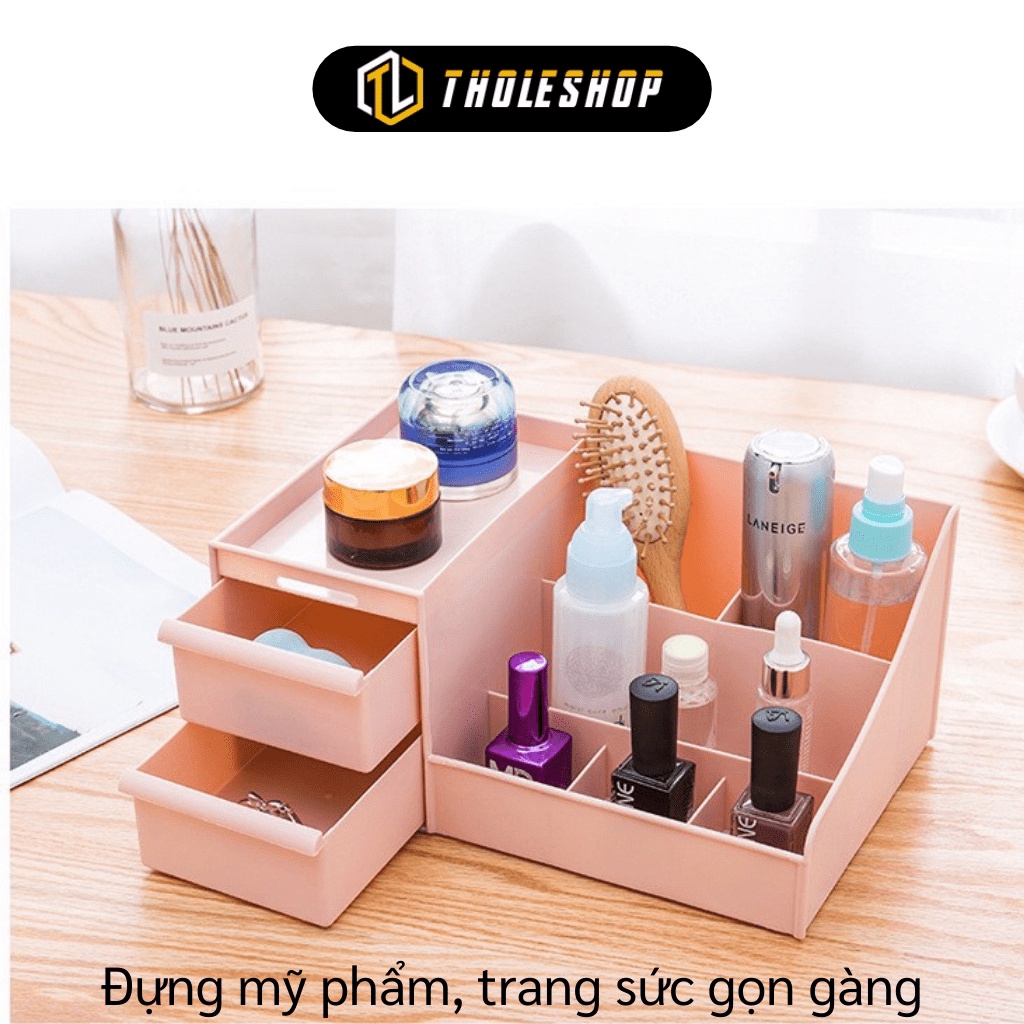 Kệ Đựng Mỹ Phẩm GIGAHOME Khay Nhựa Để Đồ Trang Điểm 3 Tầng, 2 Ngăn Kéo, Nhiều Ô Đa Năng 7743