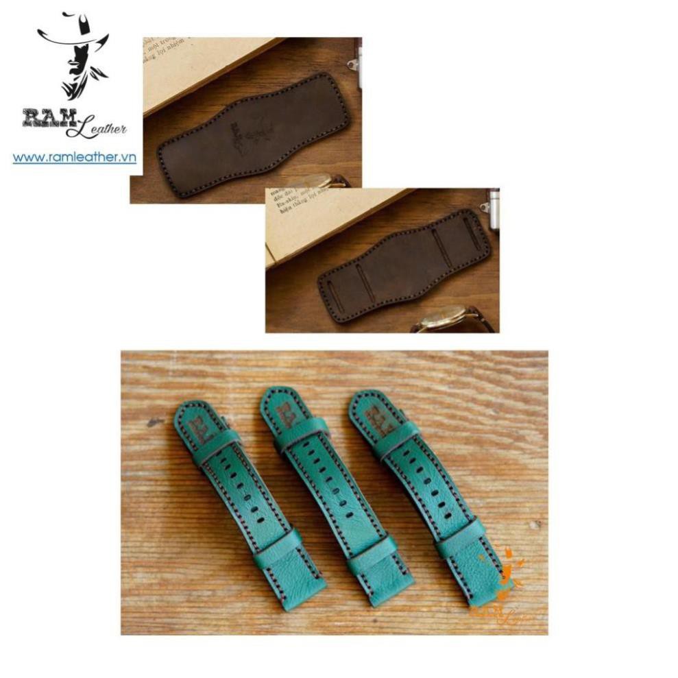 (HÀNG CHÍNH HÃNG) COMBO dây đồng hồ Bundstrap RAM B2 và dòng RAM Green   Da bò xanh lục . *