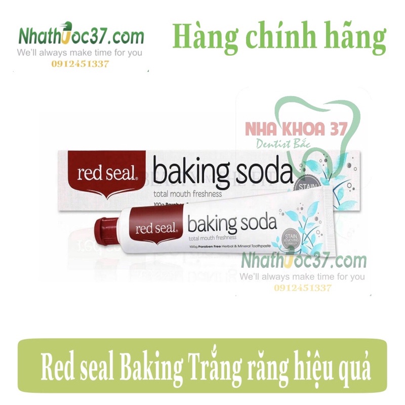 Red seal Baking soda 100g trắng răng hiệu quả, kem đánh răng Red seal các loại Propolis, Smoking