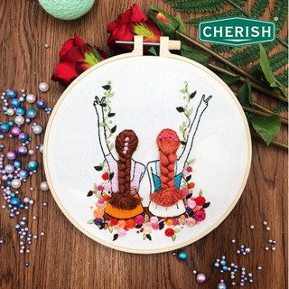 Kit thêu tay trang trí DIY Bộ Kit thêu Cherish cô gái xinh đẹp, Kit tập thêu Girlfrend Bách hóa Na na Handmade